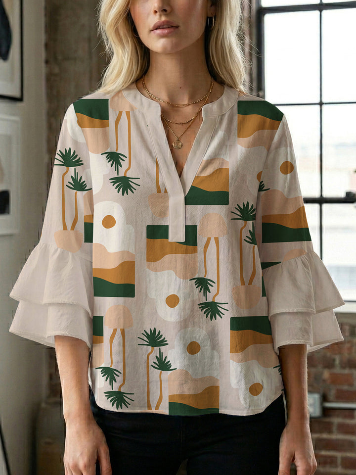 Damen Bluse mit Rüschendetails und auffälligem Animal-Print Echo Archiv