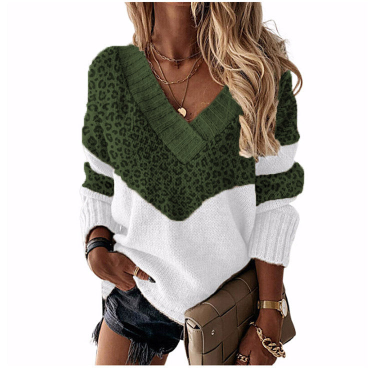 Damen nan V-Ausschnitt Strickpullover mit Chevron-Muster und Oversize-Schnitt Echo Archiv