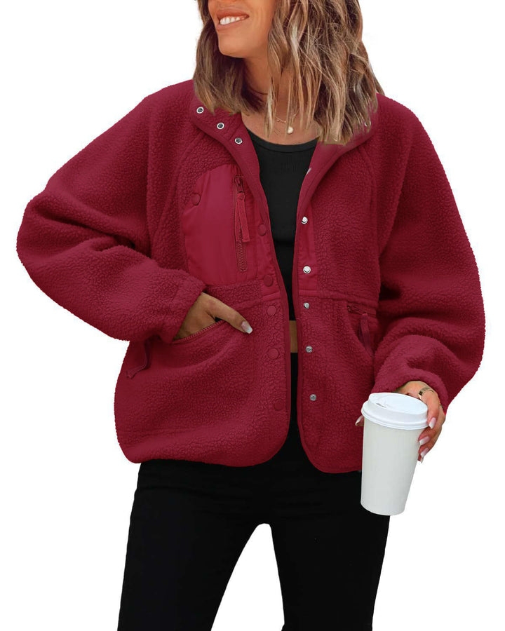 Damen kuschelige Fleecejacke mit praktischen Taschen Echoarchiv