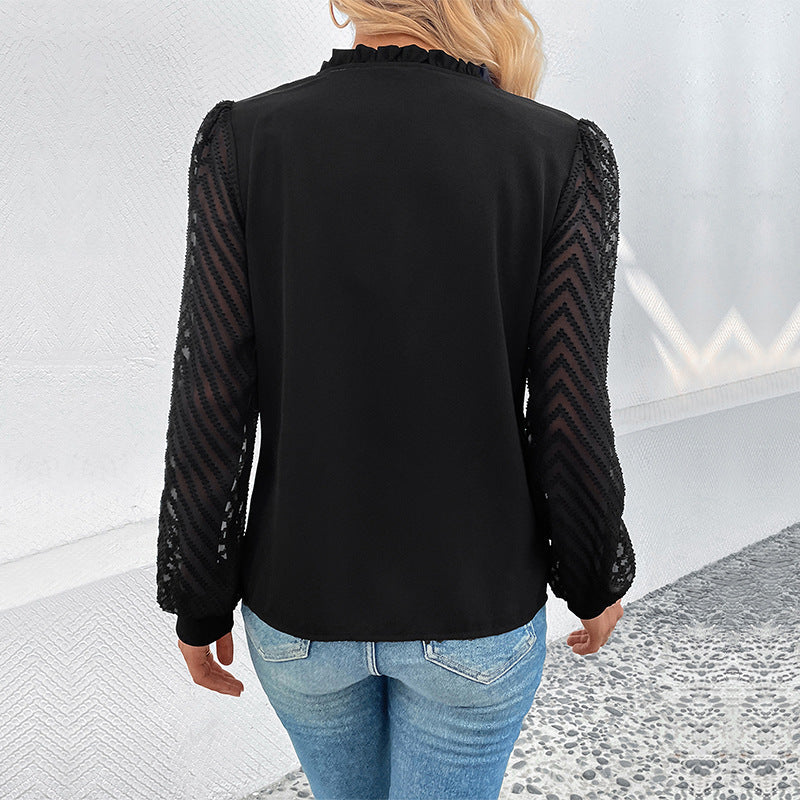Damen Elegante V-Ausschnitt-Bluse Echoarchiv
