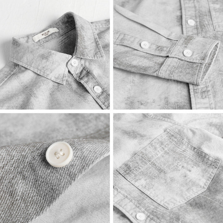 Herren Stonewashed-Denim-Überhemd im Vintage-Waschlook mit Brusttasche und Relaxed-Fit Echoarchiv