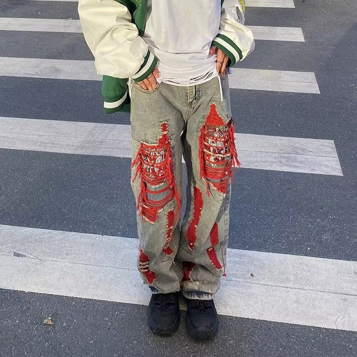 Herren lockere, destroyed Jeans mit auffälligen Details und lässigem Schnitt Echoarchiv