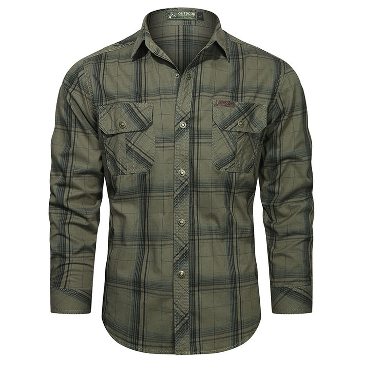Herren nan kariertes Flanell-Outdoorhemd mit verstärkten Klappbrusttaschen und ergonomischem Rückendetail Echo Archiv
