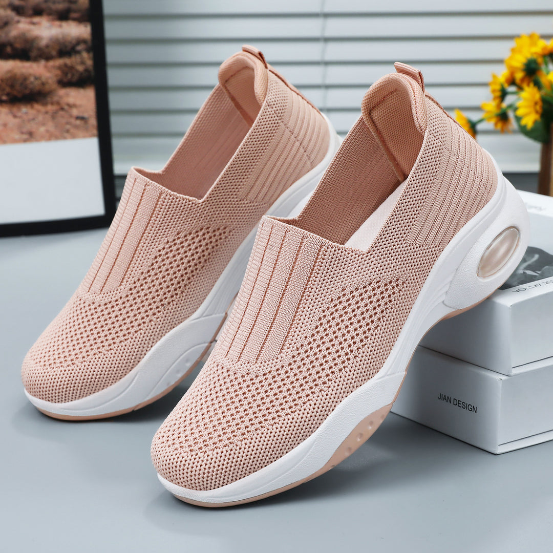 Damen nan nahtloser Strick-Slipper mit erhöhtem Plateau-Luftdämpfer und ergonomischer Fersenstütze Echo Archiv