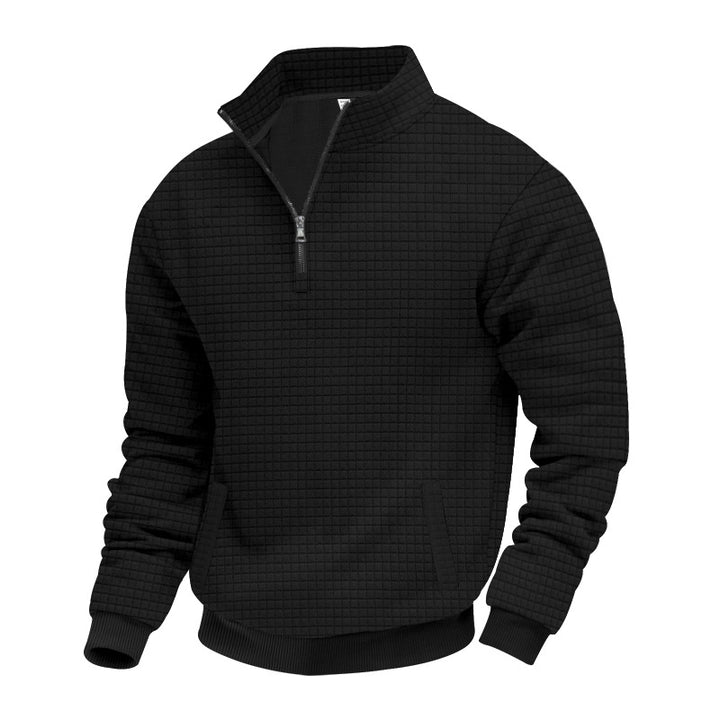 Herren Sweatshirt mit halbem Reißverschluss und strukturiertem Design Echoarchiv