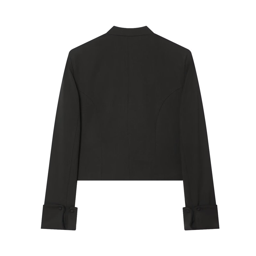Damen Kurzgeschnittener Militärblazer mit ornamentalem Kordelbesatz und Stehkragen Echo Archiv