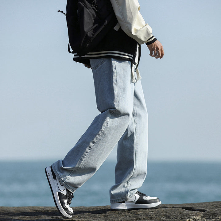 Herren Locker geschnittene Denim-Hose mit seitlichen Taschen Echoarchiv