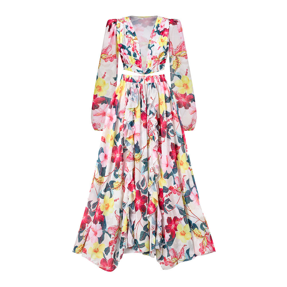 Damen eleganter Floral Badeanzug mit gewelltem Schulterdesign Echo Archiv
