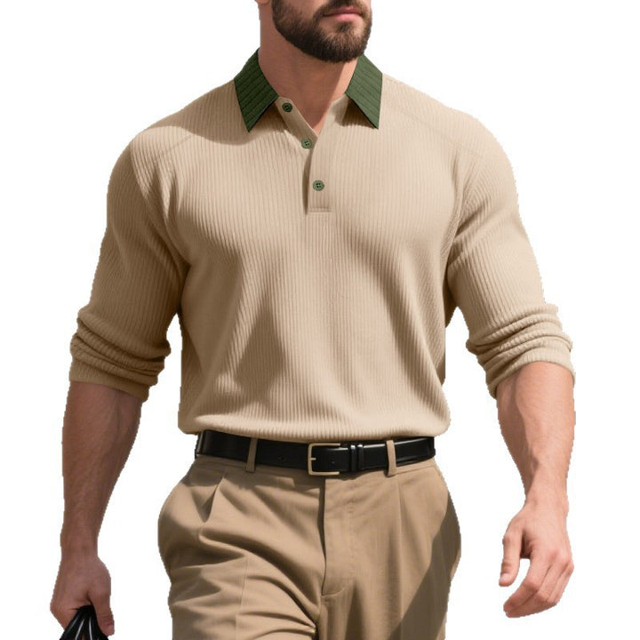 Herren Poloshirt mit strukturiertem Baumwollstoff und stylishen Kontrastdetails Echoarchiv