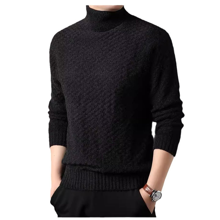 Herren Strickpullover mit hohem Kragen und strukturiertem Design Echoarchiv