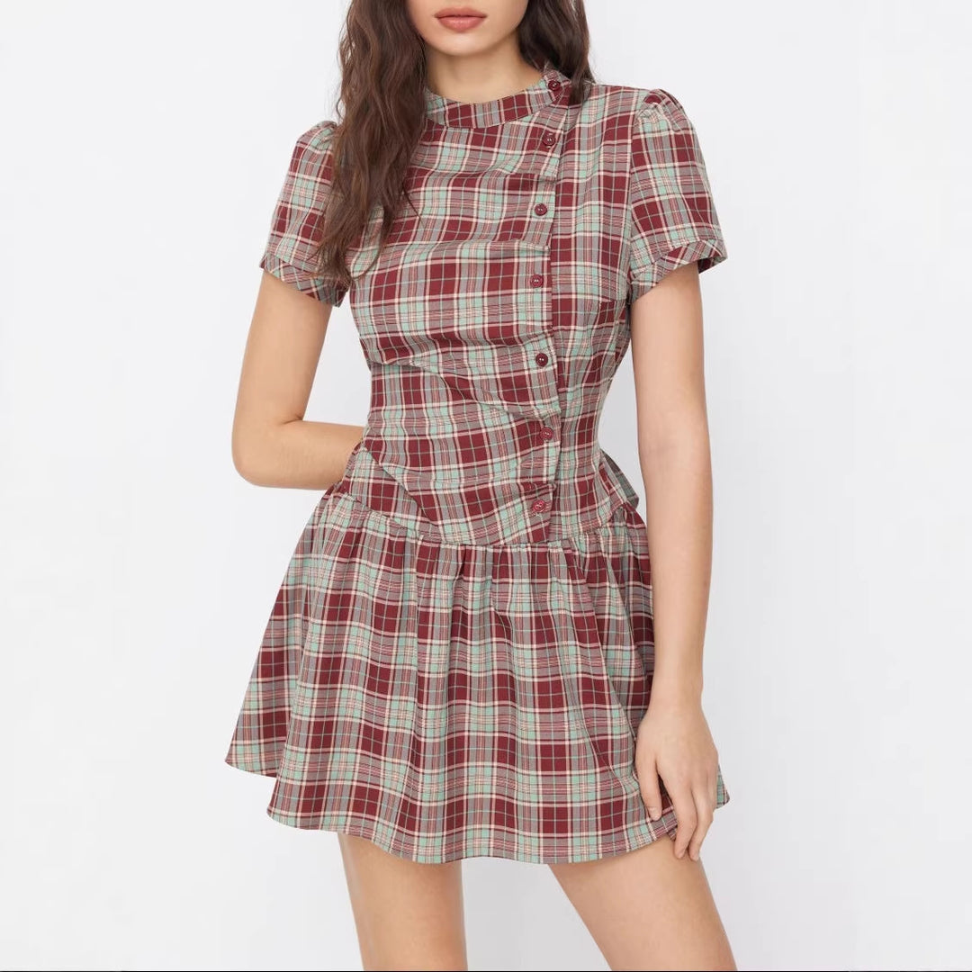 Damen Minikleid mit Knopfdetails und gerafftem Schnitt Echo Archiv