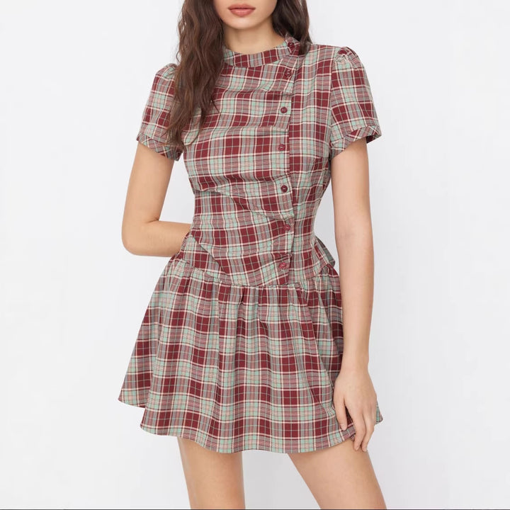 Damen Minikleid mit Knopfdetails und gerafftem Schnitt Echo Archiv