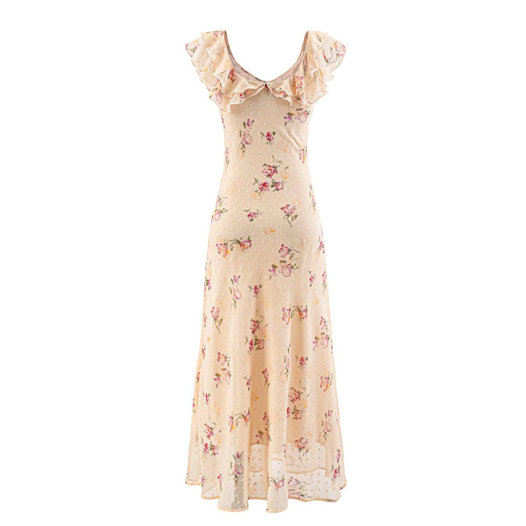 Damen Maxikleid mit floralem Design und eleganten Rüschendetails Echo Archiv