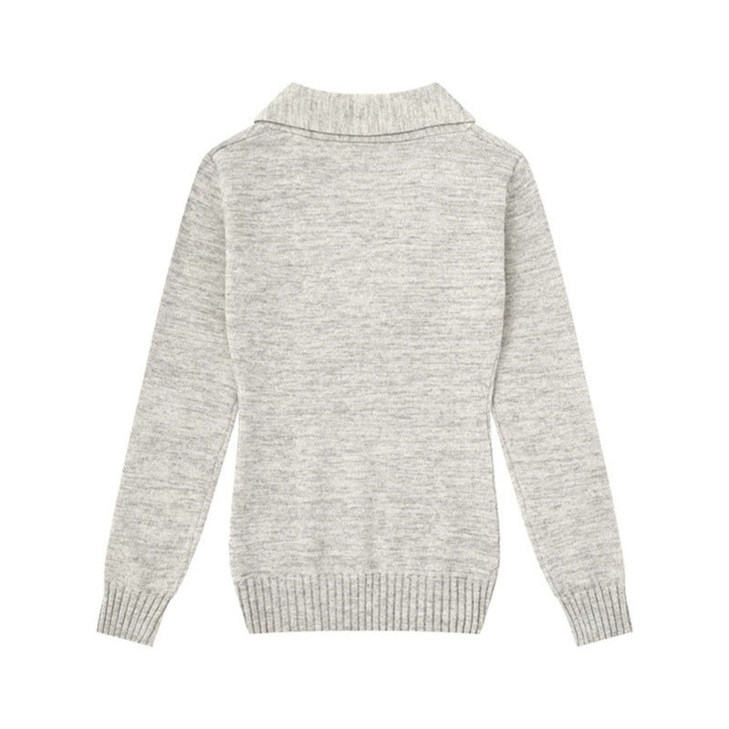 Damen Feinstrick-Pullover mit Schalkragen, V-Ausschnitt und Zierknöpfen Echoarchiv