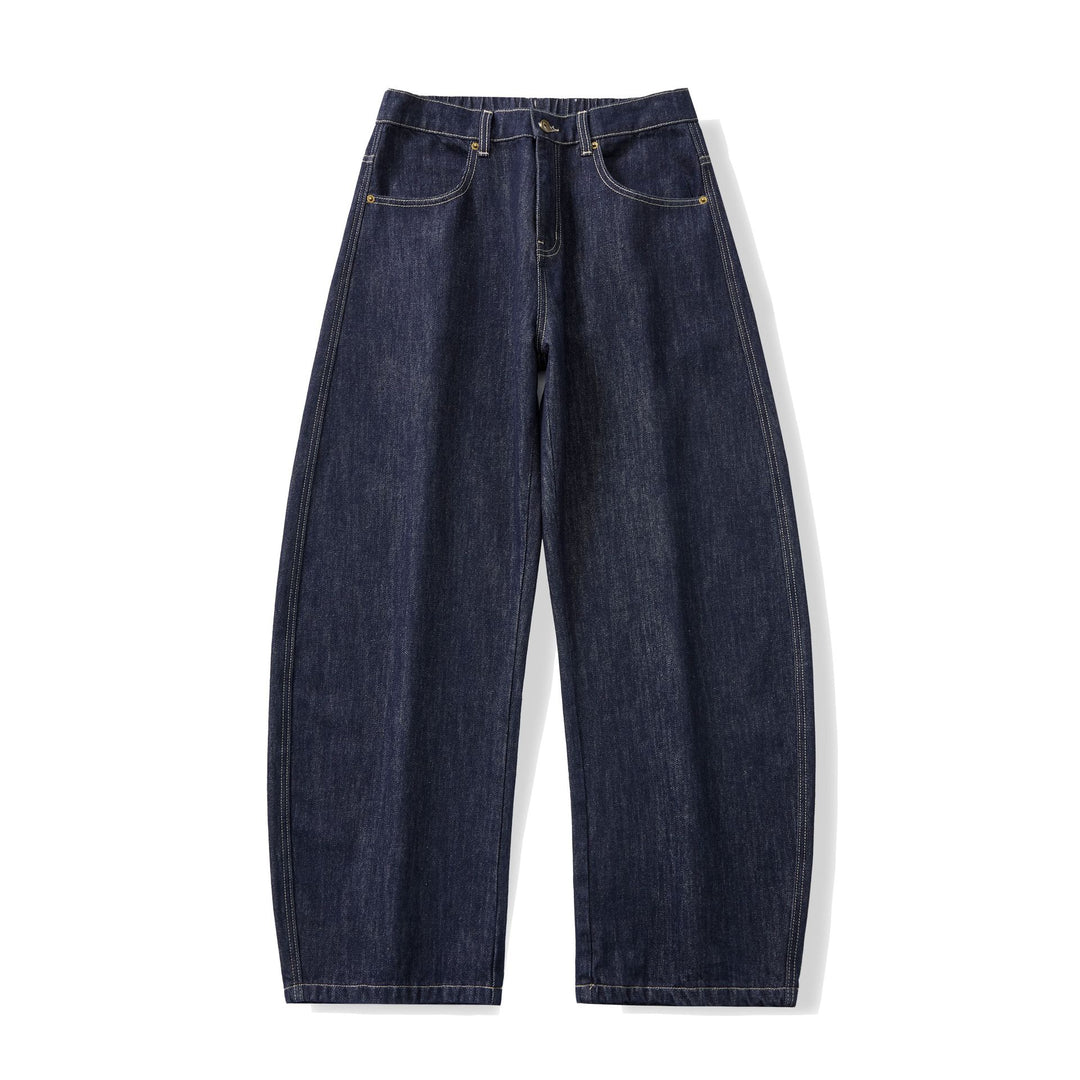 Damen Weite hochgeschnittene Cropped-Jeans aus Raw-Denim mit klassischem Taschen-Design Echoarchiv