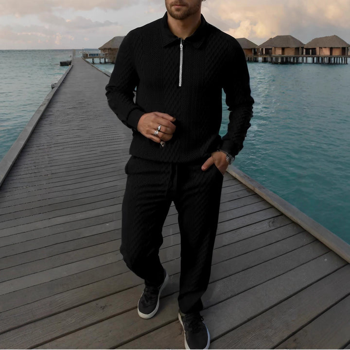 Herren Elegantes Strickanzug aus atmungsaktivem Material mit Stehkragen Echoarchiv
