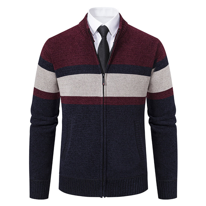 Herren Strickjacke mit strukturiertem Design und hochschließendem Kragen Echoarchiv