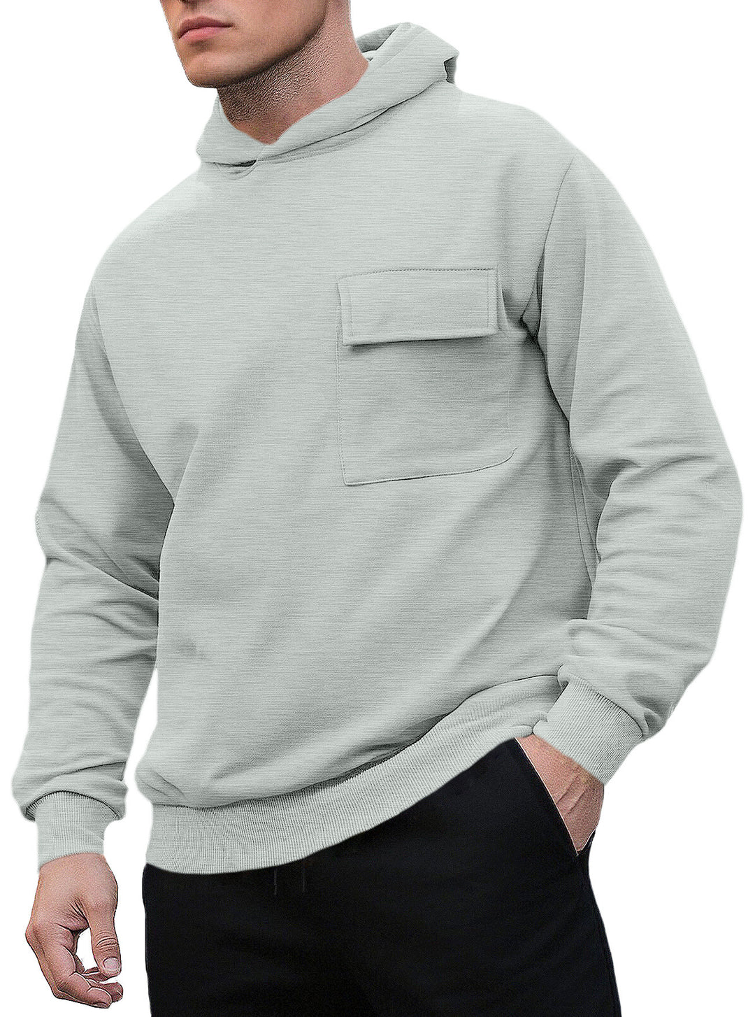 Herren bequemer Kapuzenpullover mit praktischer Brusttasche Echoarchiv