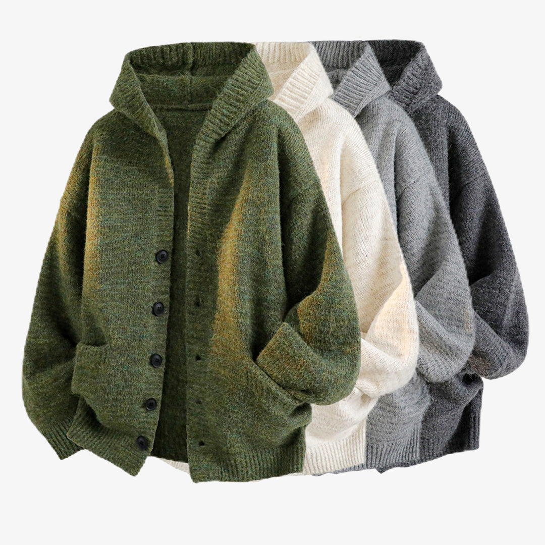 Damen Gemütliche Strickjacke mit Kapuze und Knöpfen Echo Archiv