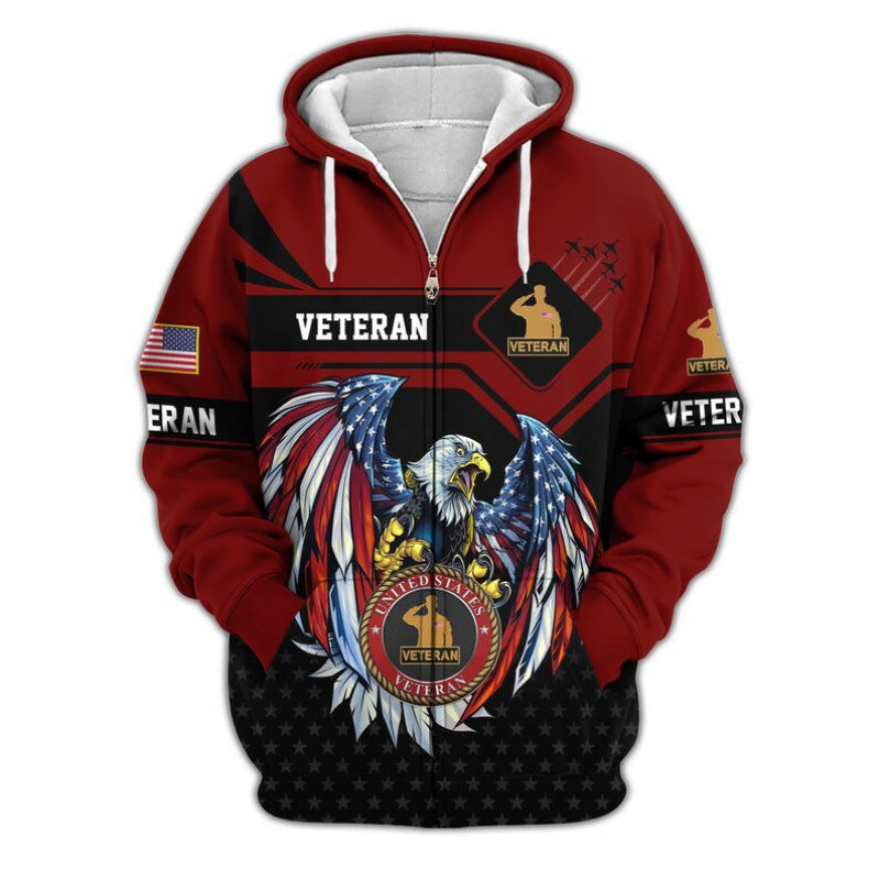 Herren Kapuzensweater mit amerikanischem Veteranenmotiv Echoarchiv