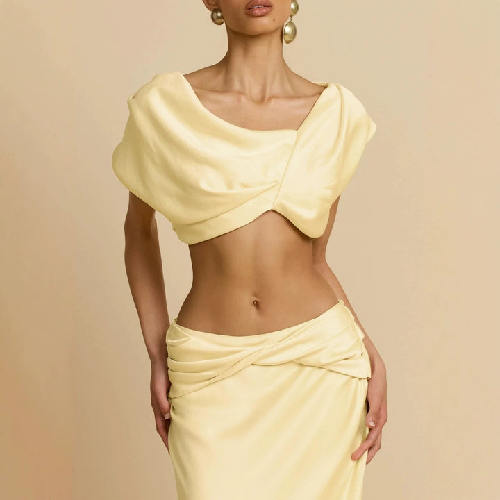 Damen Elegantes bodenlanges Kleid mit drapierten Details Echo Archiv