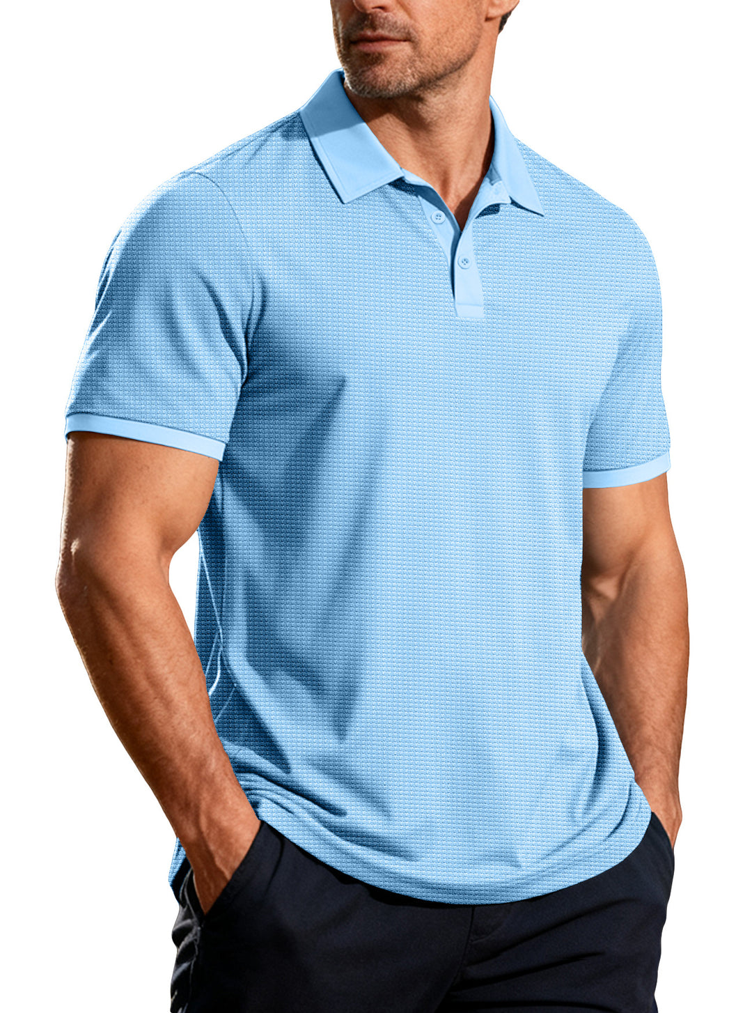 Herren nan strukturiertes Piqué-Kurzarm-Poloshirt mit Hemdkragen Echo Archiv