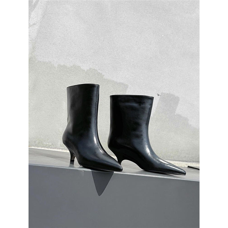 Damen spitz zulaufende Stiefelette mit sculpted Kitten-Absatz und mid-calf Schaft Echo Archiv