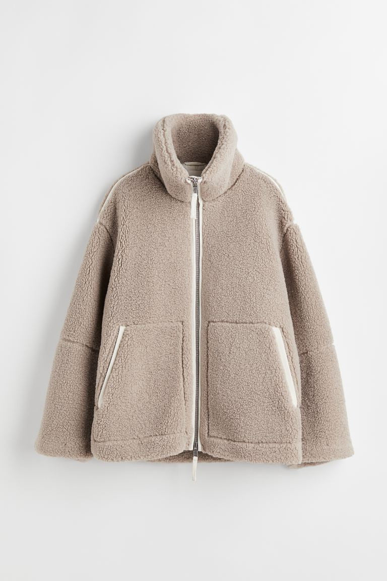 Damen Teddy-Fleecejacke mit Stehkragen Echoarchiv