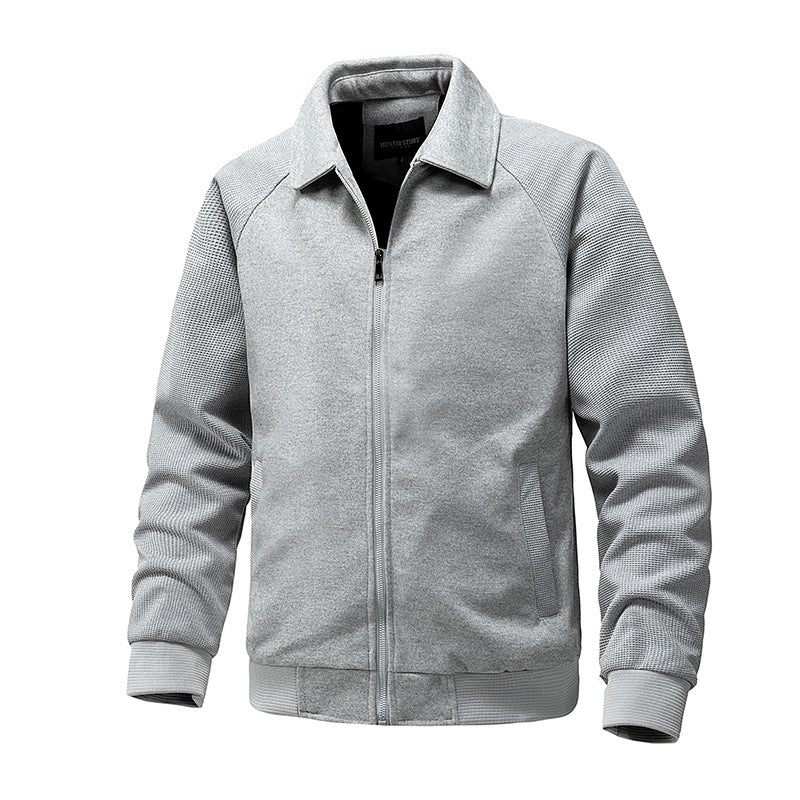 Herren Lässige Sweatjacke mit Reißverschluss und strukturierten Rippenärmeln Echoarchiv