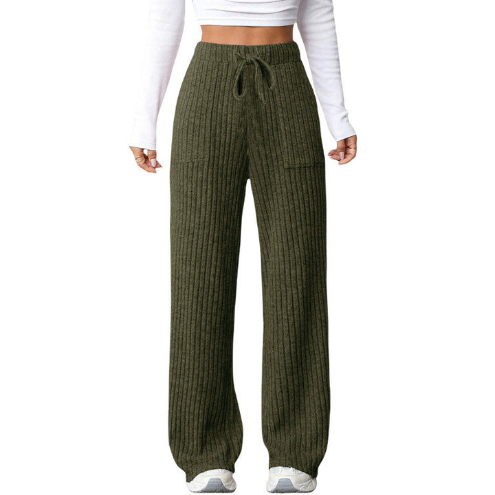 Damen Weite Rippstrick-Loungebundhose mit Tunnelzug und aufgesetzten Taschen Echo Archiv