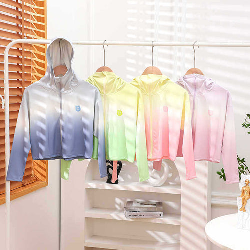 Damen nan leichte UV-Schutz Kapuzenjacke aus Funktionsstretch mit durchgehendem Reißverschluss und Raglanärmeln Echo Archiv