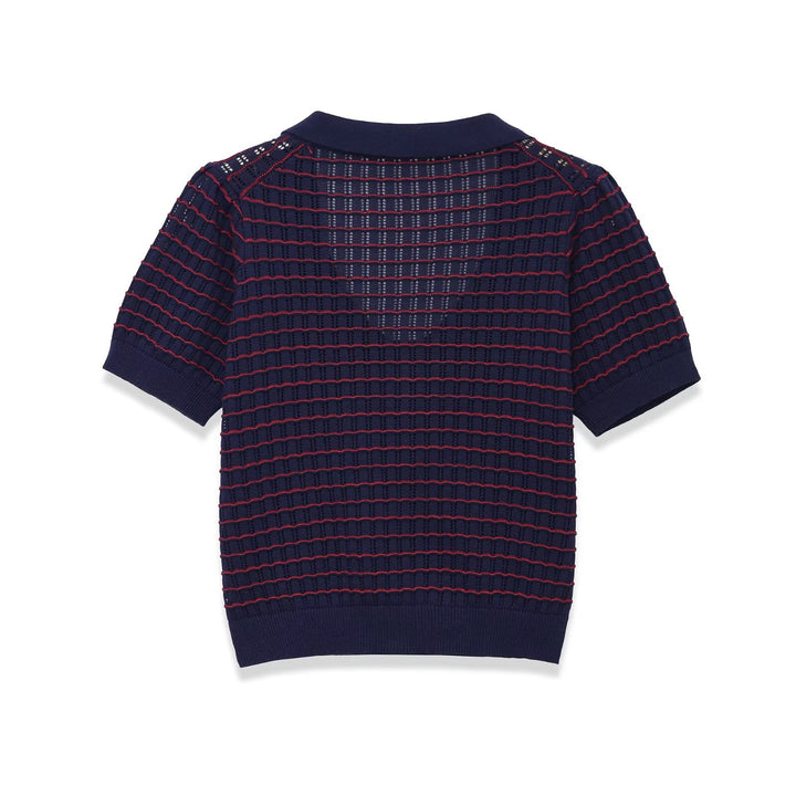 Damen Kurzarm Pullover mit strukturiertem Gewebe Echo Archiv