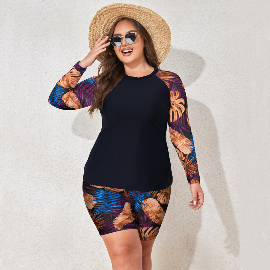 Damen UV-Schutz Badeanzug-Set mit ärmellosem Oberteil und kurzen Hosen Echo Archiv