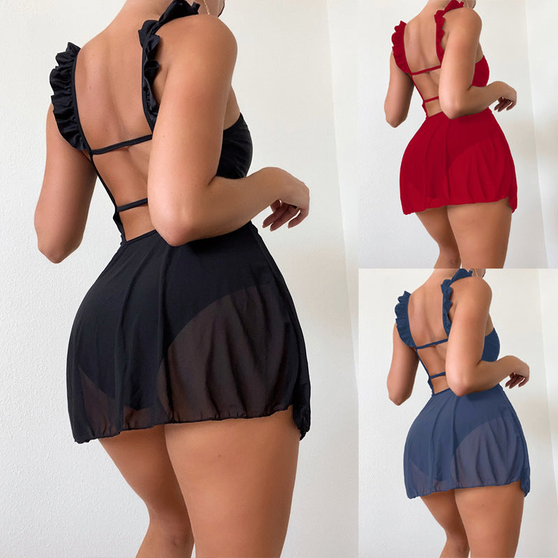 Damen Strandkleid mit verspieltem Rüschendetail Echo Archiv