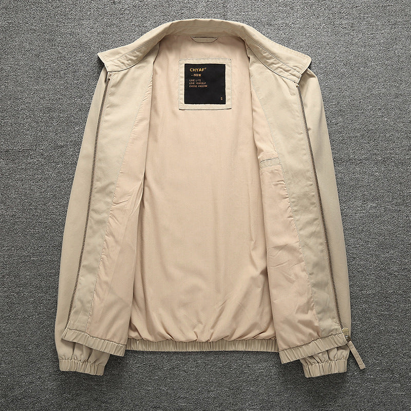 Herren Leichte Harrington-Jacke mit Reißverschluss, Stehkragen und elastischen Bündchen Echoarchiv