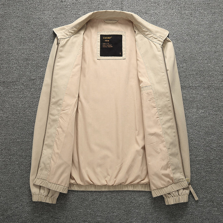 Herren Leichte Harrington-Jacke mit Reißverschluss, Stehkragen und elastischen Bündchen Echoarchiv