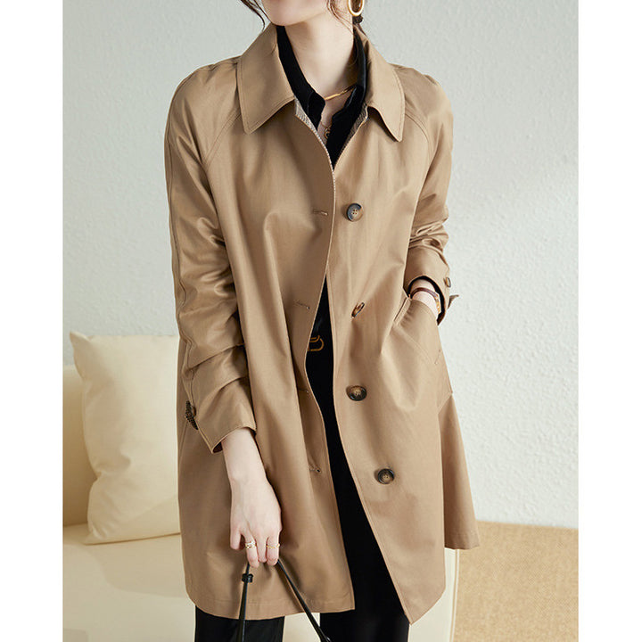 Damen Modische Trenchjacke mit stilvollem Kragen und praktischen Taschen Echoarchiv