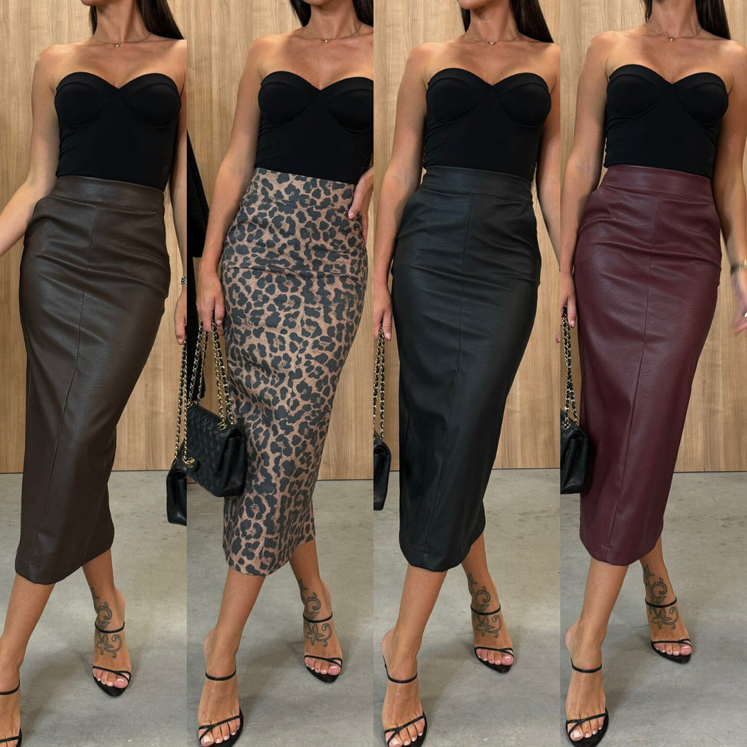 DamenEleganter Maxi-Rock aus veganem im Schulterfreies Design Echoarchiv