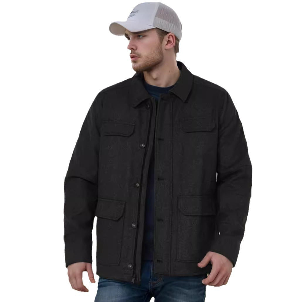 Herren Wolljacke mit funktionalen Taschen und modernem Schnitt Echoarchiv
