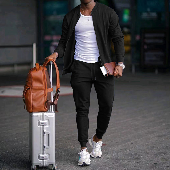 Herren Sportliches Freizeit-Set aus atmungsaktivem Material mit Reißverschluss und praktischen Taschen Echoarchiv