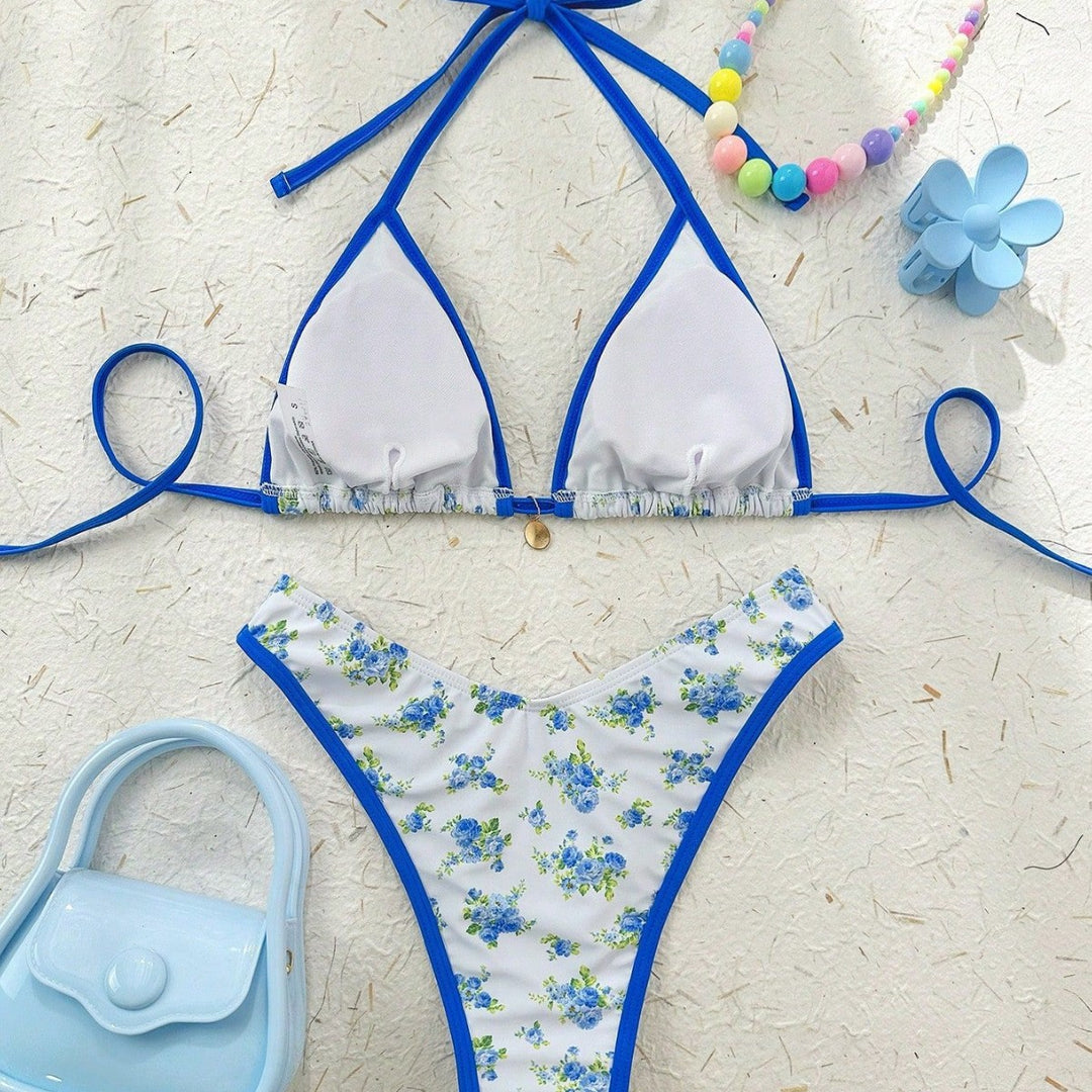 Damen Triangel-Bikini mit verspieltem Blumenmuster und verstellbaren Trägern Echo Archiv