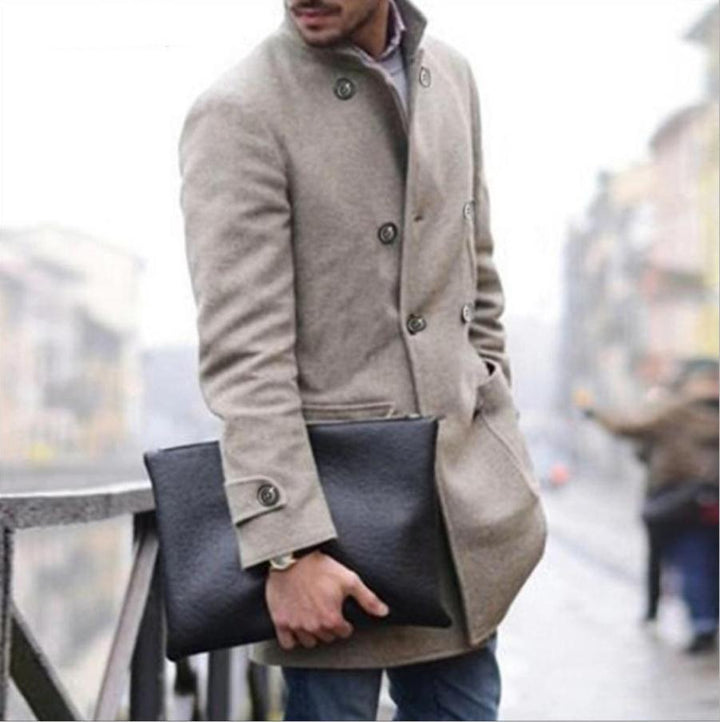 Herren eleganter Woll-Dufflecoat mit doppelter Knopfreihe und praktischen Taschen Echoarchiv