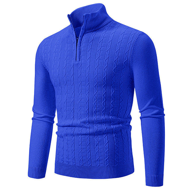 Herren modischer Strickpullover mit Stehkragen und Reißverschluss Echoarchiv