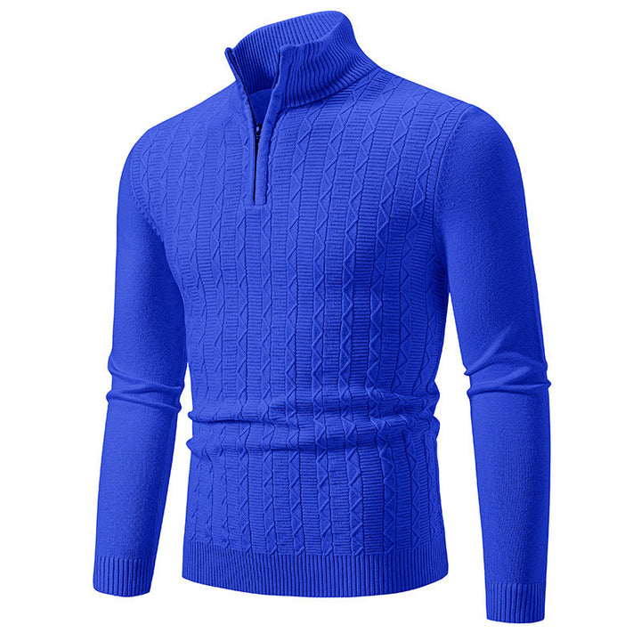 Herren modischer Strickpullover mit Stehkragen und Reißverschluss Echoarchiv