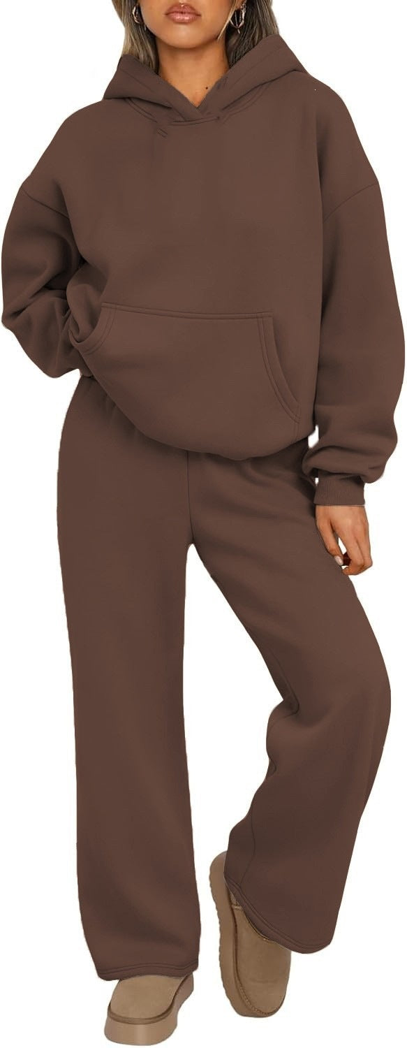 Damen nan Cozy-Loungewear-Set mit oversized Kapuzenpullover, Kängurutasche und weiten Palazzo-Jogginghose Echo Archiv