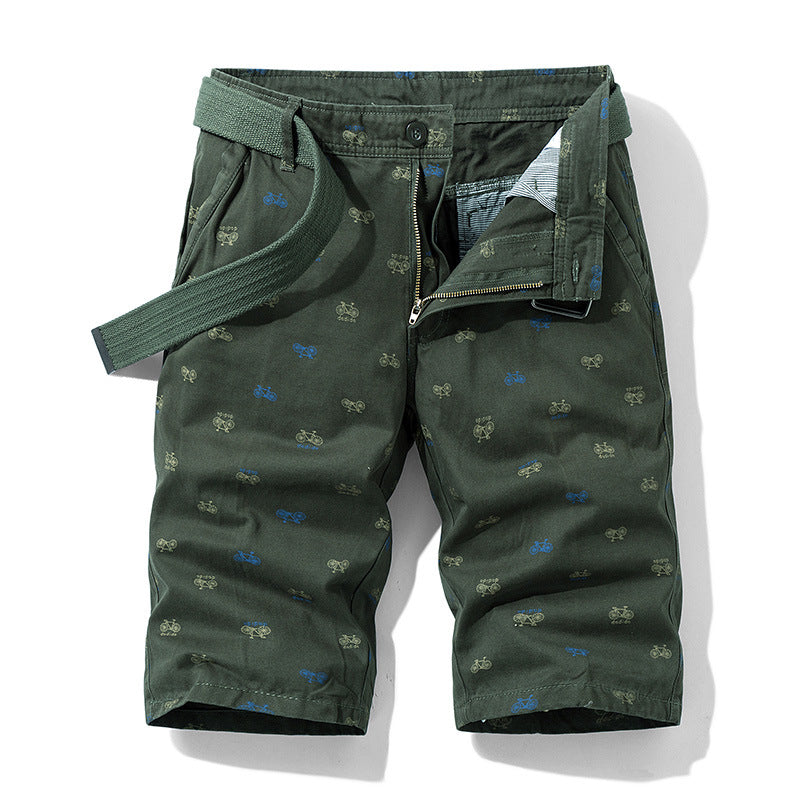 Herren Cargo-Shorts mit trendigem Fahrradmuster und verstellbarem Bund Echoarchiv