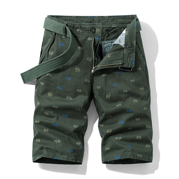 Herren Cargo-Shorts mit trendigem Fahrradmuster und verstellbarem Bund Echoarchiv