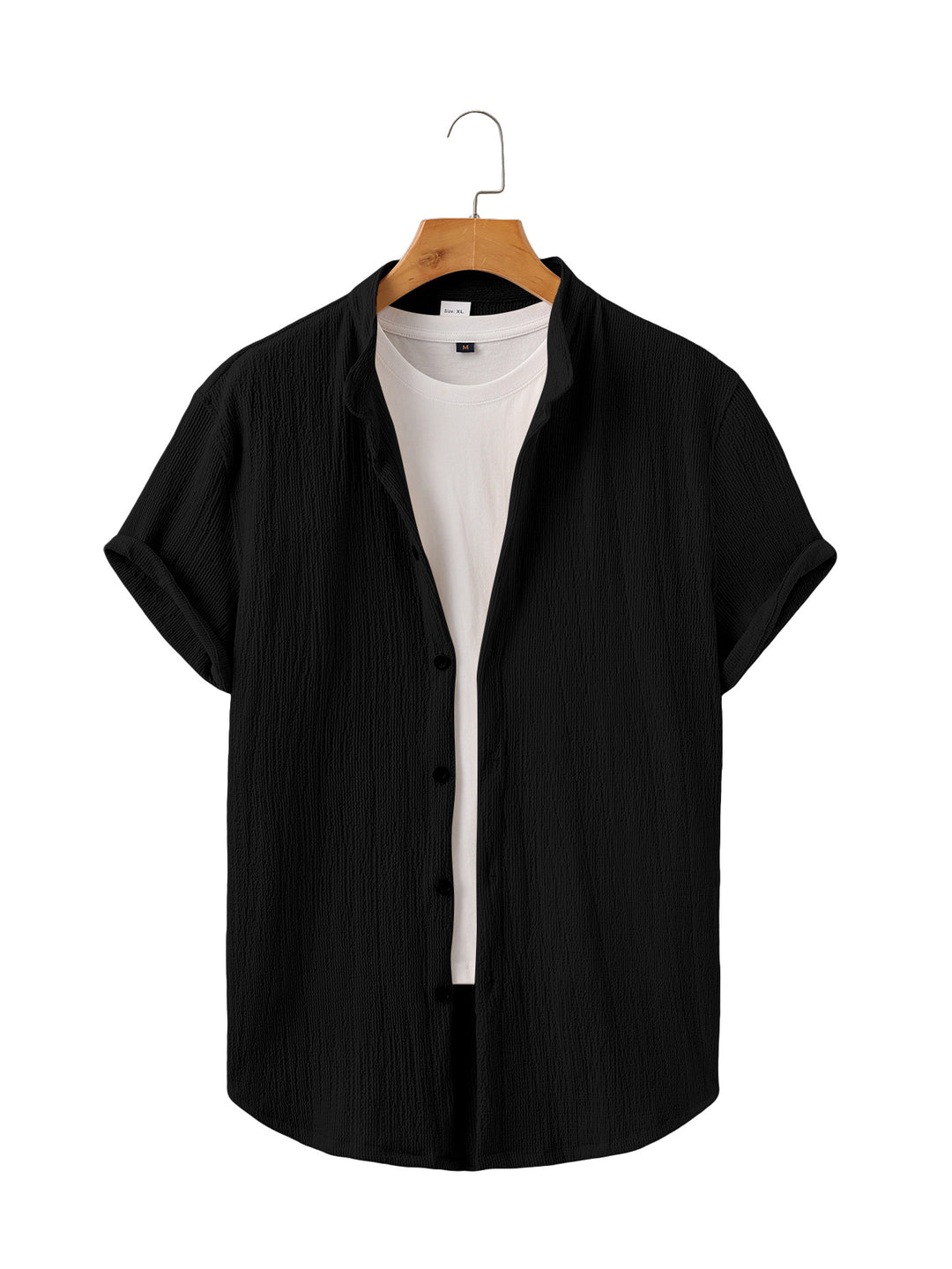 Herren nan leichtes Knitterstruktur-Überhemd mit umgeschlagenen Ärmeln entspannter Overshirt-Silhouette Echo Archiv