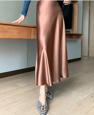 Damen Fließender Satin-Midirock mit Bias-Cut und Trompetensaum Echo Archiv