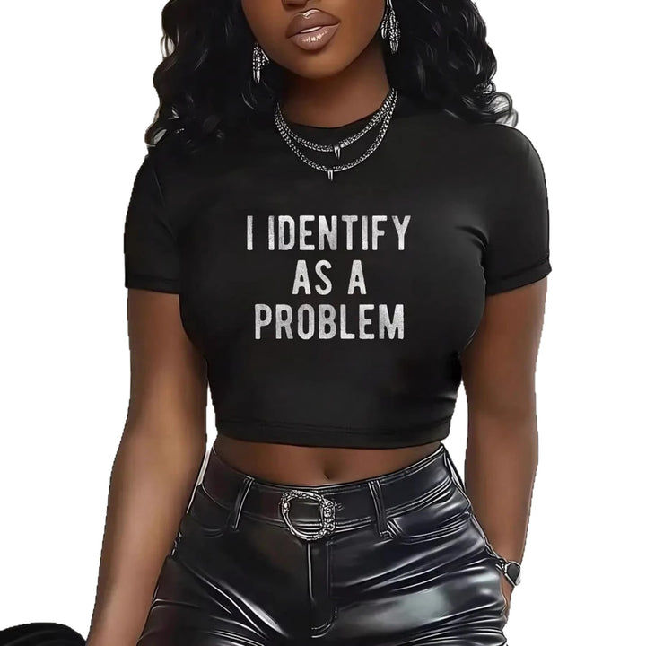 Damen Crop-T-Shirt mit kreativem Spruch und modernem Schnitt Echo Archiv